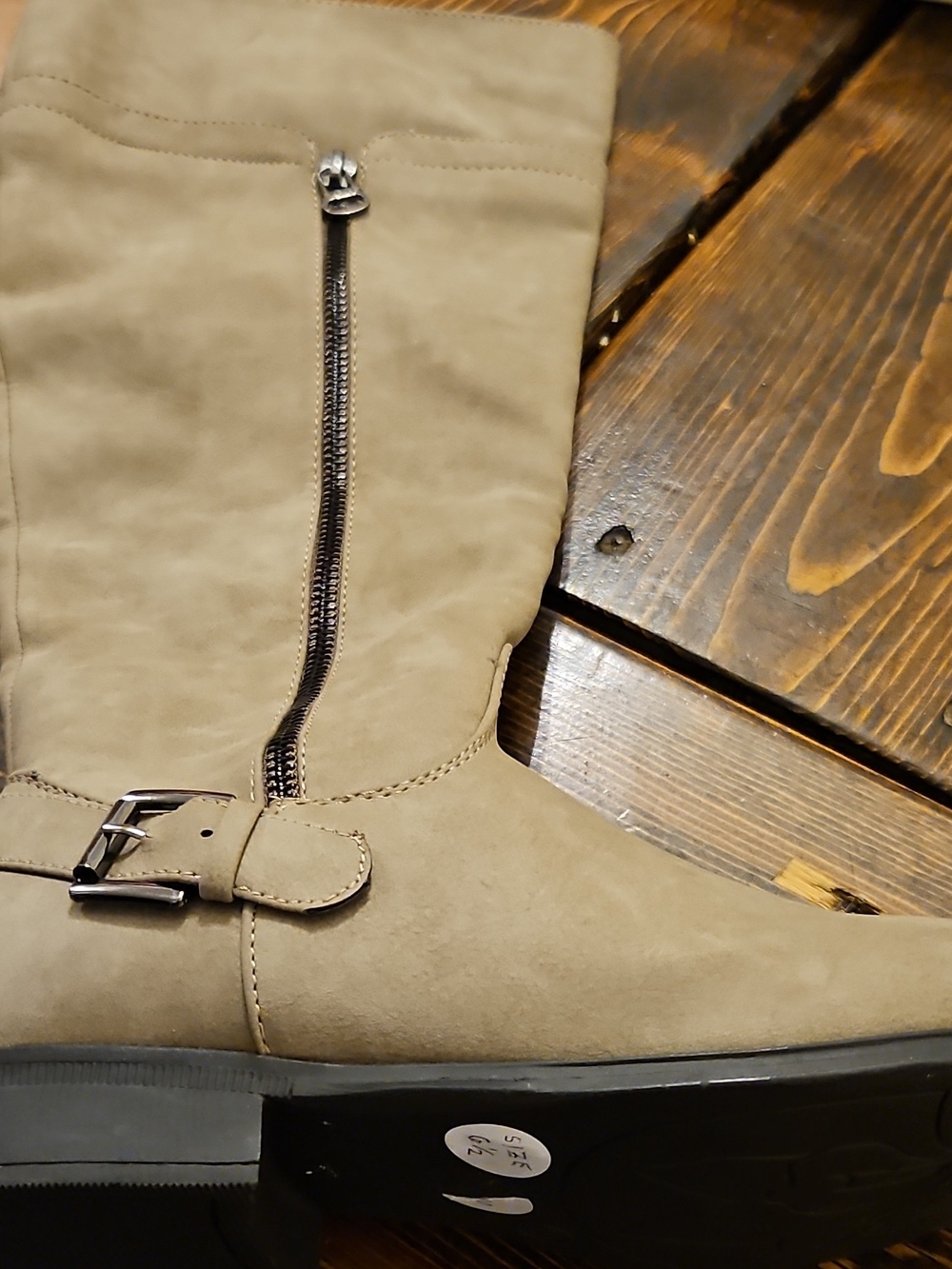 Women's Taupe Suede Mid-Calf Boot with Side Zip